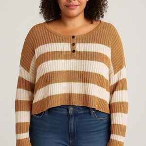 American Eagle Striped Henley Sweater